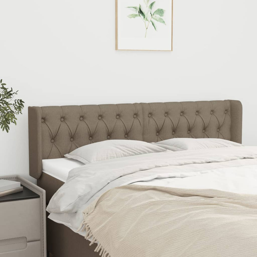vidaXL Tête de lit à oreilles Taupe 163x16x78/88 cm Tissu