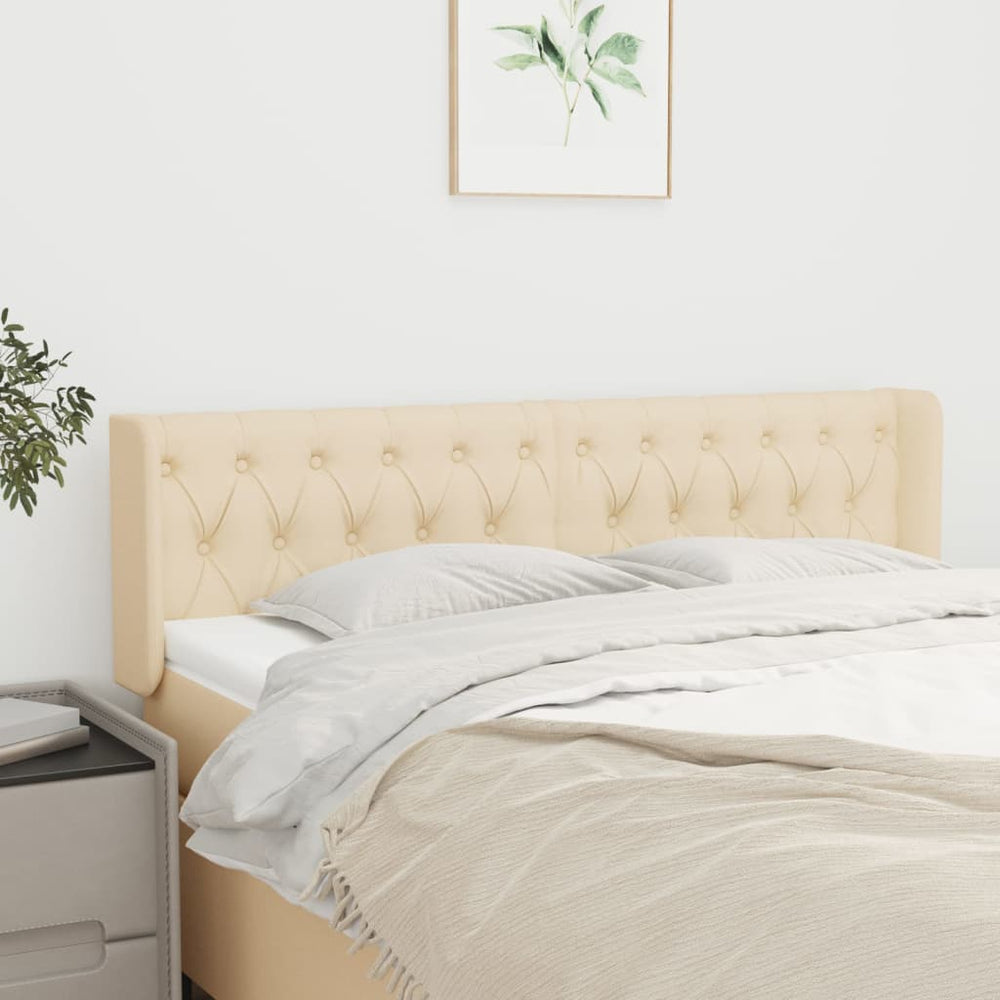 vidaXL Tête de lit à oreilles crème 163x16x78/88 cm Tissu