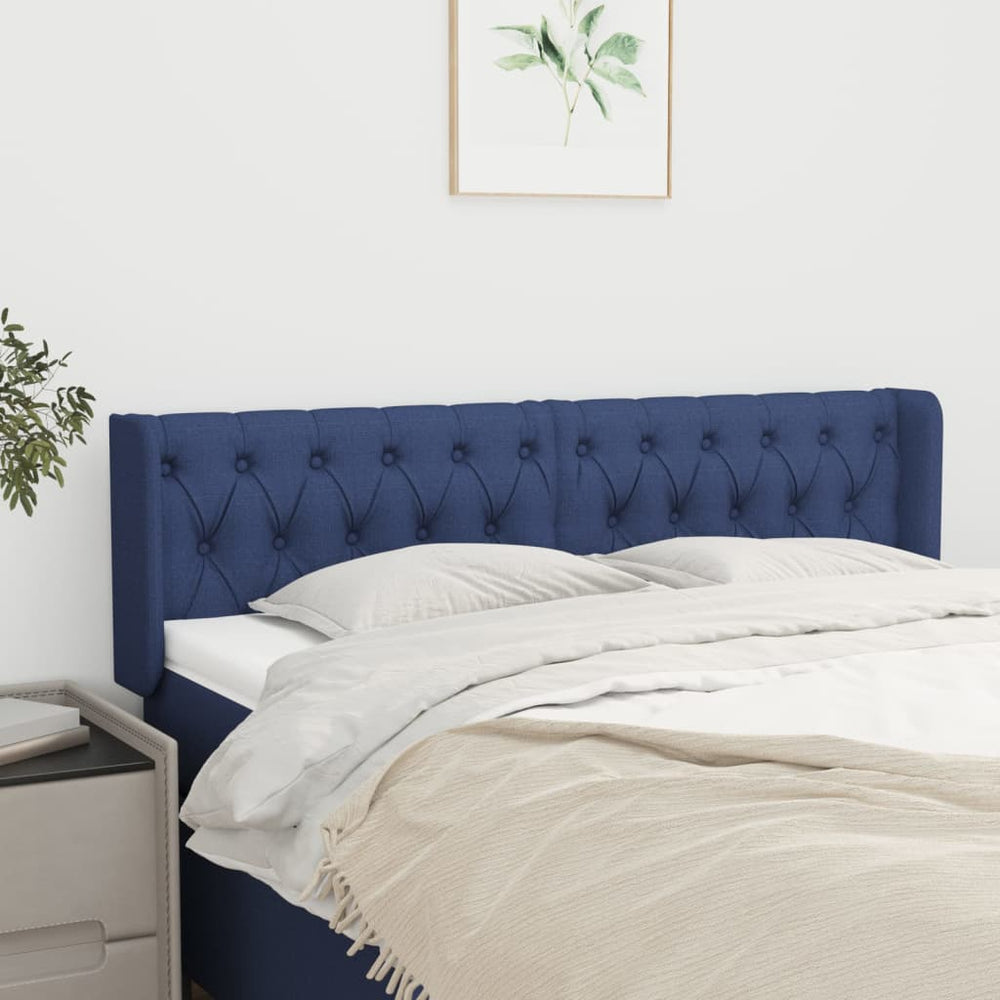 vidaXL Tête de lit à oreilles Bleu 163x16x78/88 cm Tissu