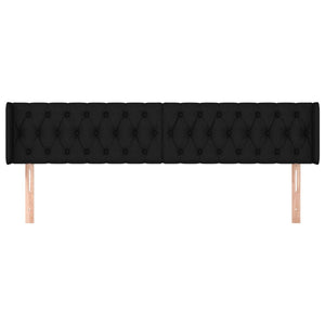 Kopfteil mit Ohren Schwarz 183x16x78/88 cm Stoff