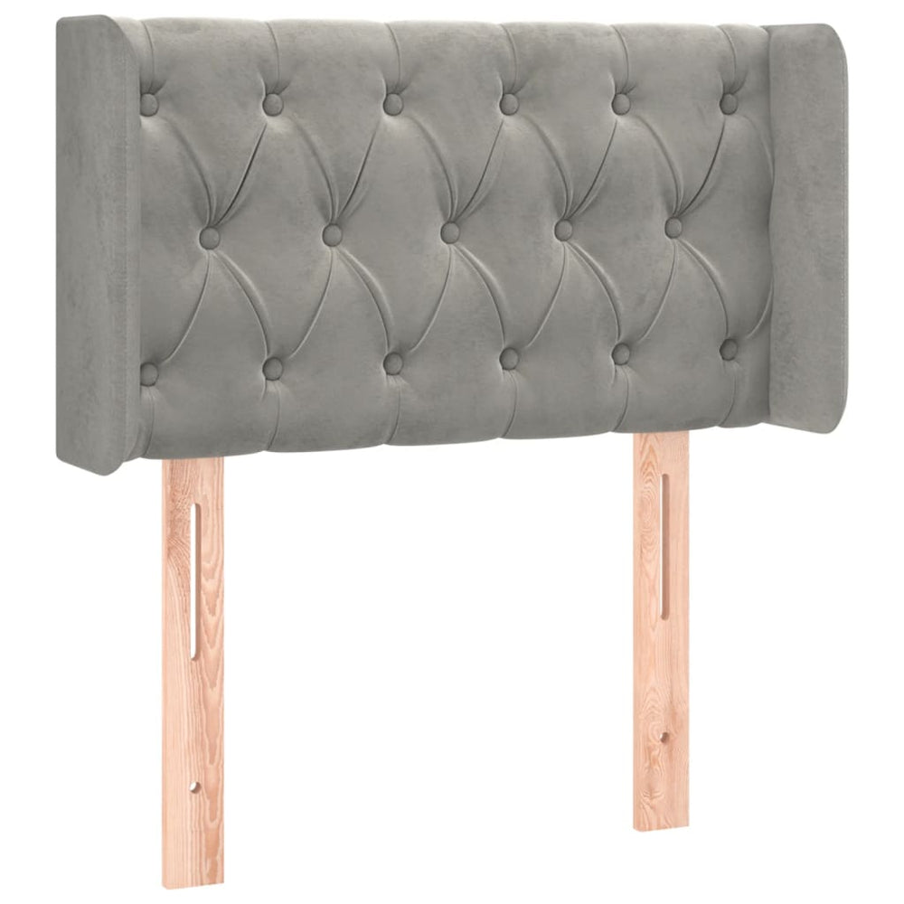 vidaXL Tête de lit à oreilles Gris clair 83x16x78/88 cm Velours