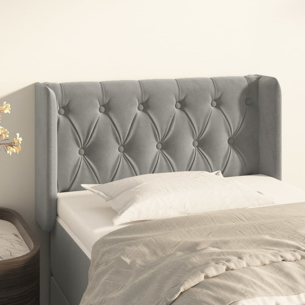 vidaXL Tête de lit à oreilles Gris clair 83x16x78/88 cm Velours