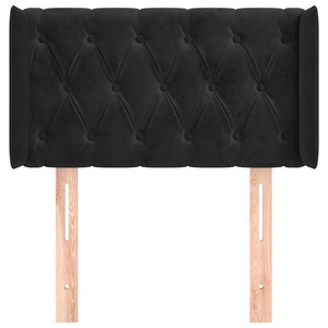 Kopfteil mit Ohren Schwarz 83x16x78/88 cm Samt