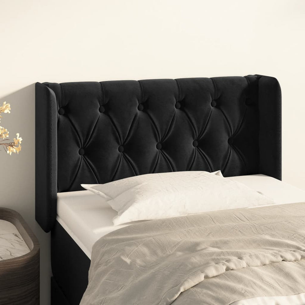 vidaXL Tête de lit à oreilles Noir 83x16x78/88 cm Velours