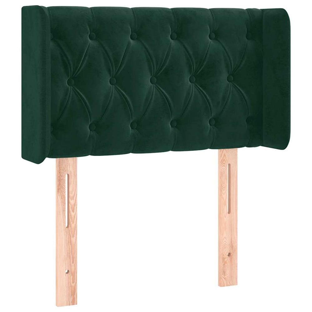 vidaXL Tête de lit à oreilles vert foncé 83x16x78/88 cm Velours