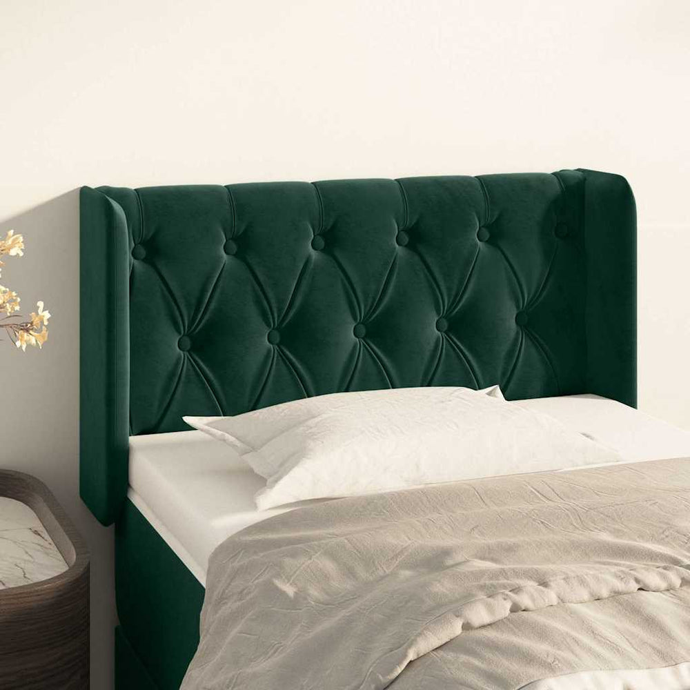 vidaXL Tête de lit à oreilles vert foncé 83x16x78/88 cm Velours