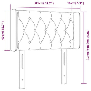 Kopfteil mit Ohren Dunkelblau 83x16x78/88 cm Samt
