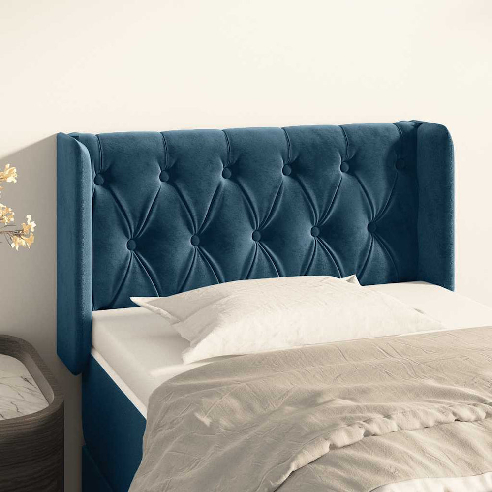 vidaXL Tête de lit à oreilles Bleu foncé 83x16x78/88 cm Velours