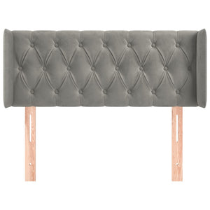 Kopfteil mit Ohren Hellgrau 93x16x78/88 cm Samt