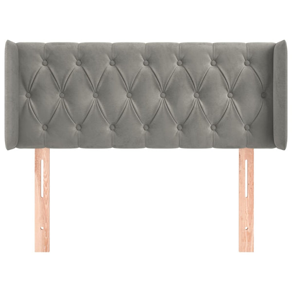 Kopfteil mit Ohren Hellgrau 93x16x78/88 cm Samt