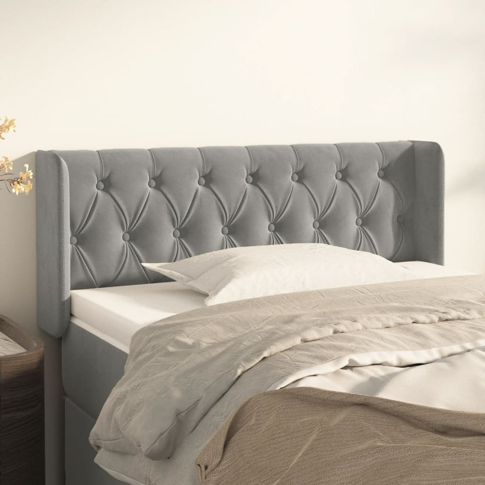 vidaXL Tête de lit à oreilles gris clair 93x16x78/88 cm velours