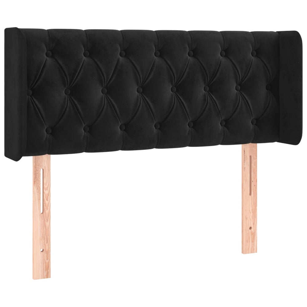 vidaXL Tête de lit à oreilles Noir 93x16x78/88 cm Velours