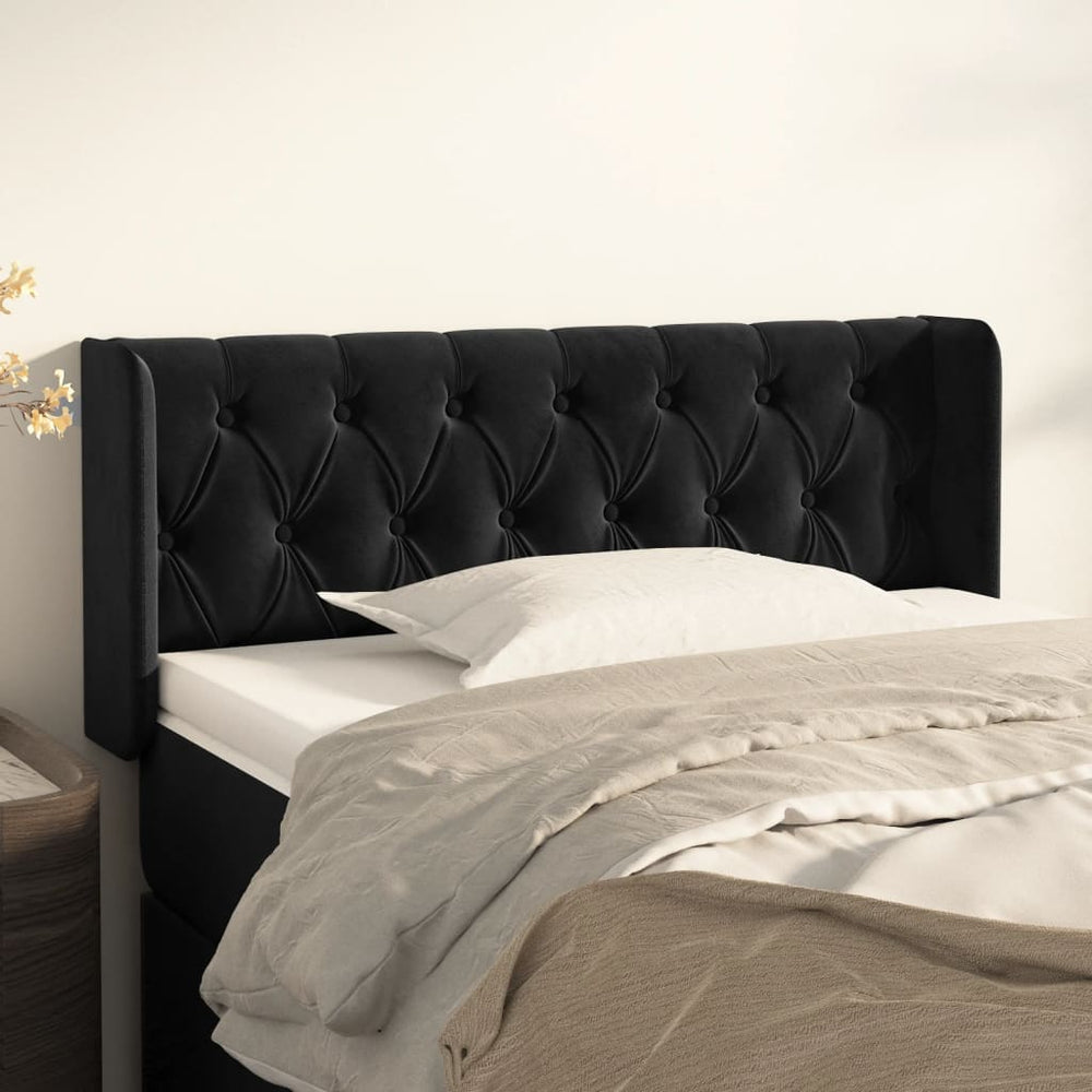 vidaXL Tête de lit à oreilles Noir 93x16x78/88 cm Velours