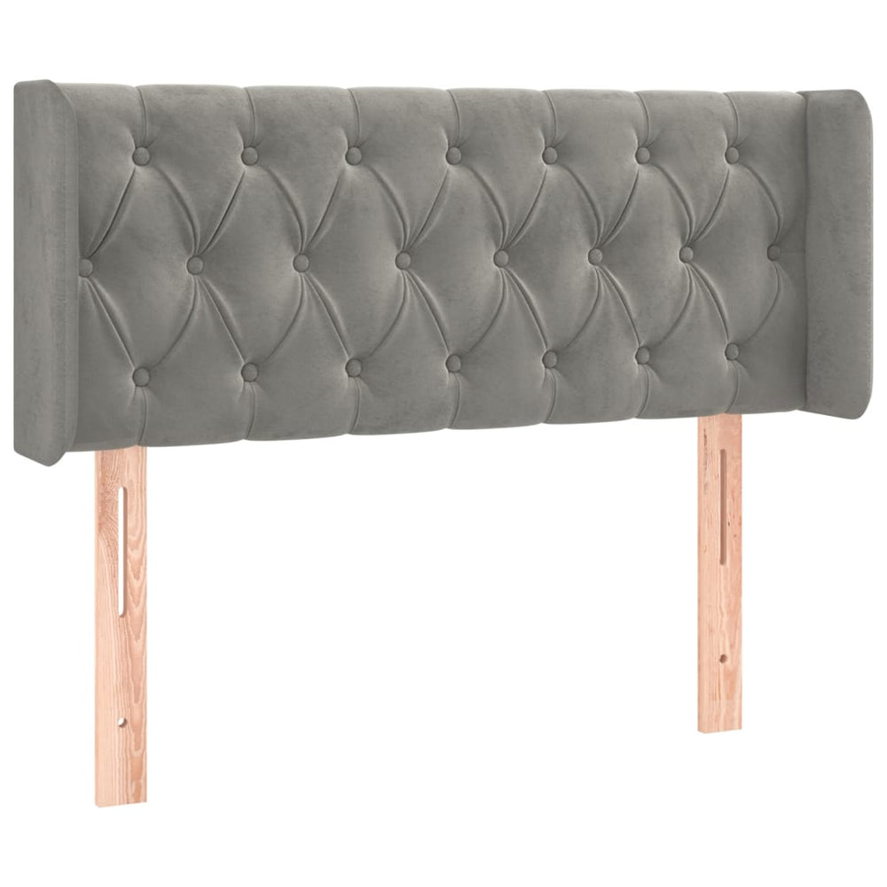 vidaXL Tête de lit à oreilles Gris clair 103x16x78/88 cm Velours