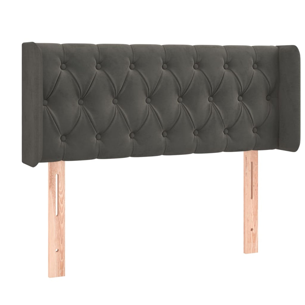vidaXL Tête de lit à oreilles Gris foncé 103x16x78/88 cm Velours