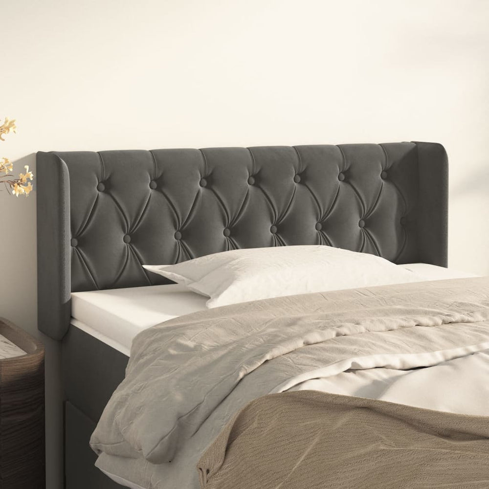 vidaXL Tête de lit à oreilles Gris foncé 103x16x78/88 cm Velours