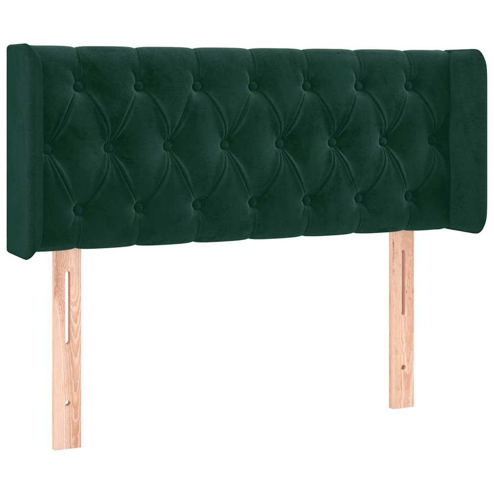vidaXL Tête de lit à oreilles Vert foncé 103x16x78/88 cm Velours