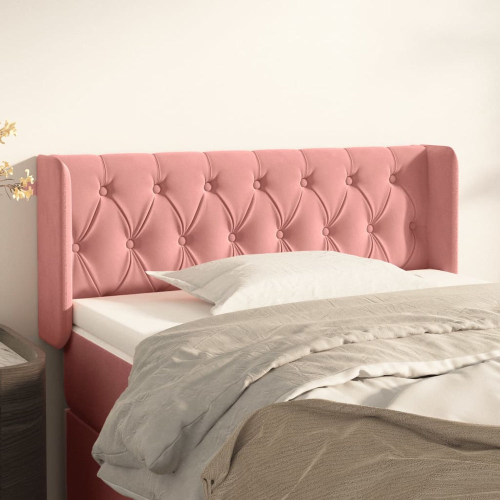 vidaXL Tête de lit à oreilles Rose 103x16x78/88 cm Velours