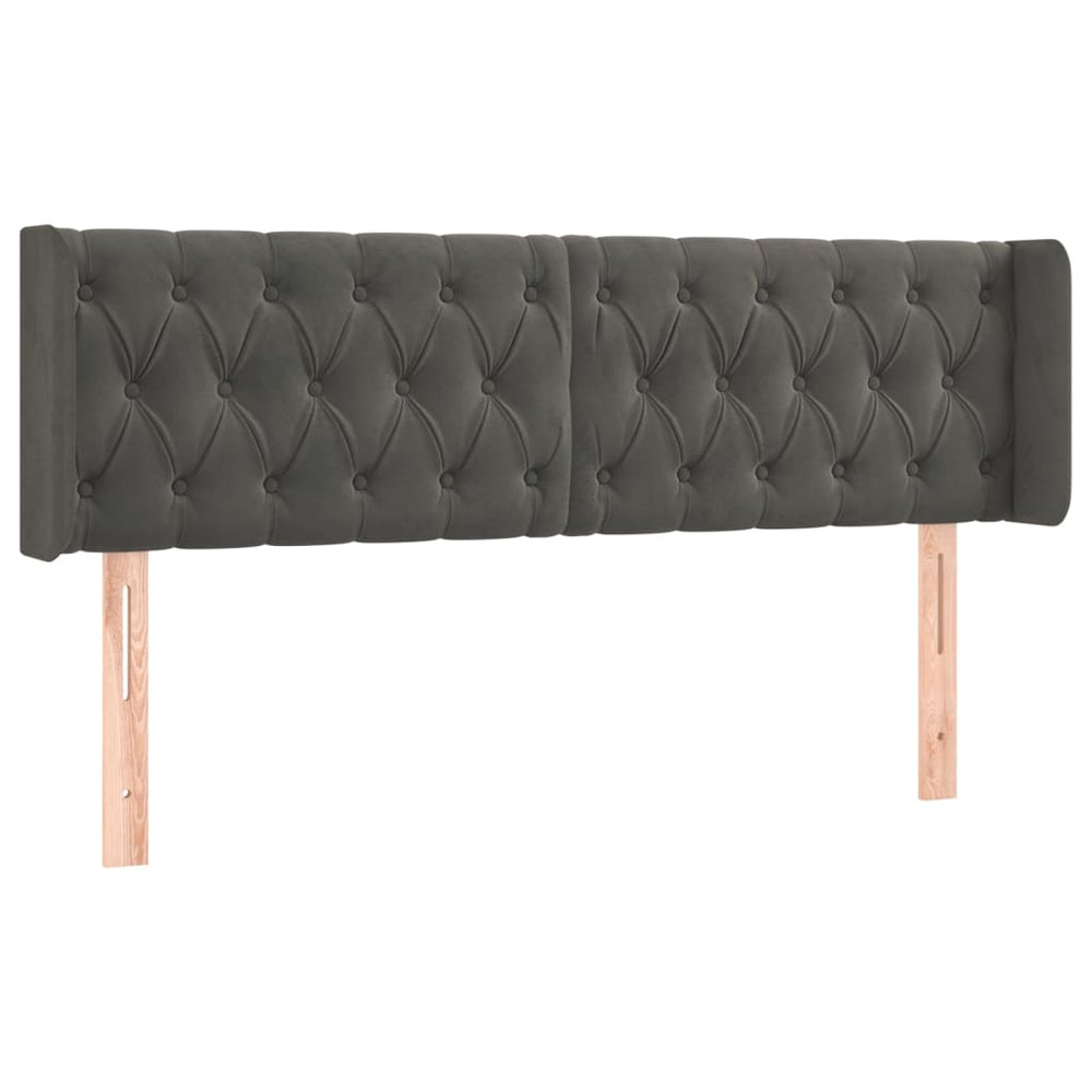 vidaXL Tête de lit à oreilles Gris foncé 147x16x78/88 cm Velours