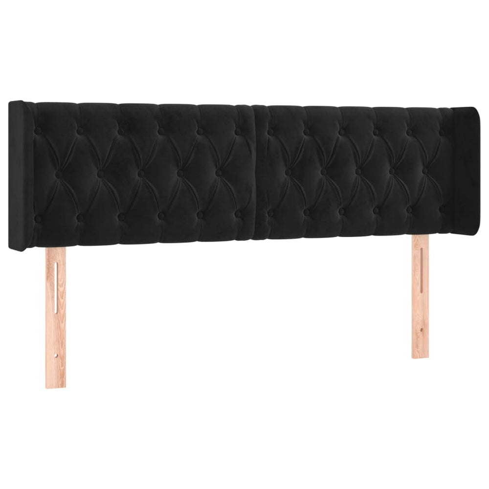 vidaXL Tête de lit à oreilles Noir 147x16x78/88 cm Velours
