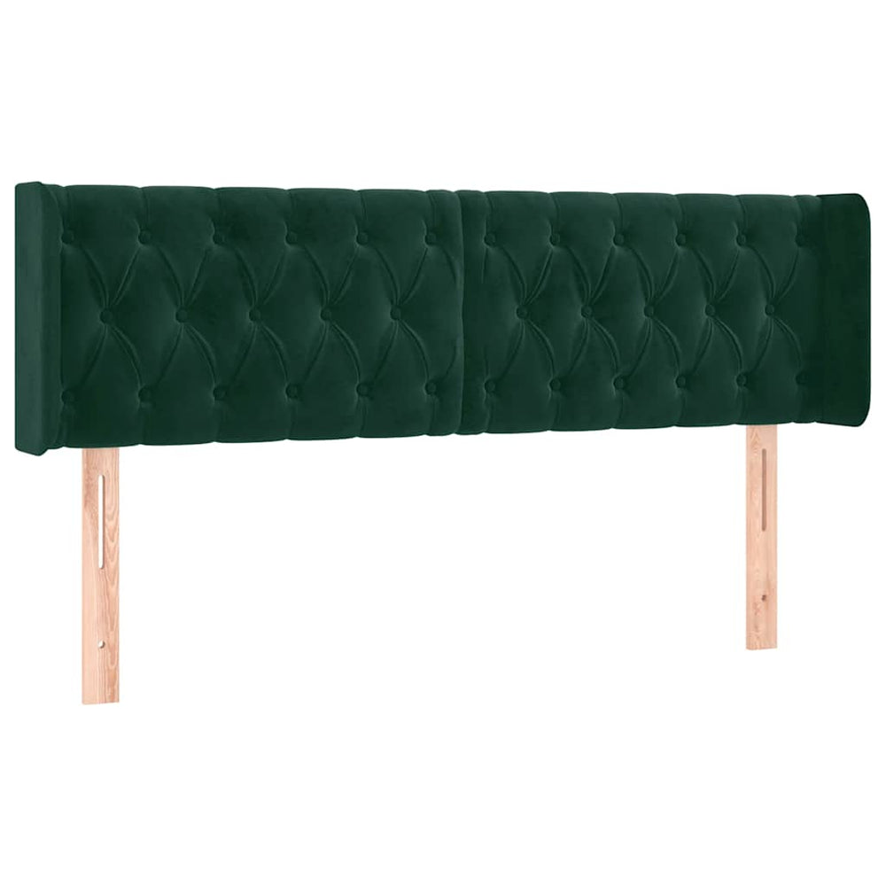 vidaXL Tête de lit à oreilles vert foncé 147x16x78/88 cm velours