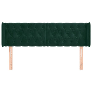 Kopfteil mit Ohren Dunkelgrün 147x16x78/88 cm Samt