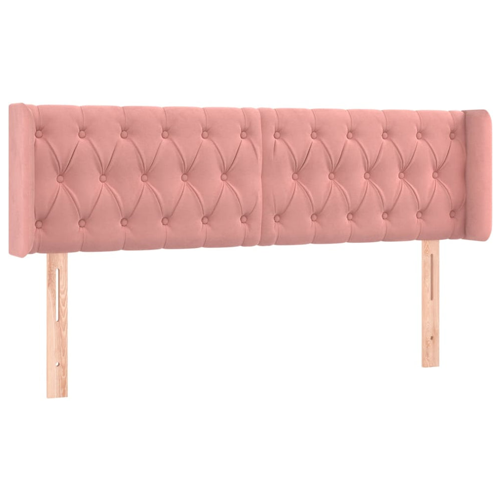 vidaXL Tête de lit à oreilles Rose 147x16x78/88 cm Velours
