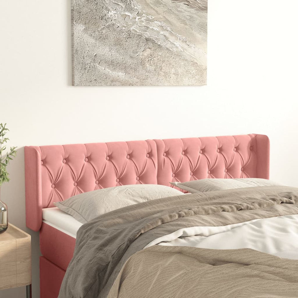 vidaXL Tête de lit à oreilles Rose 147x16x78/88 cm Velours