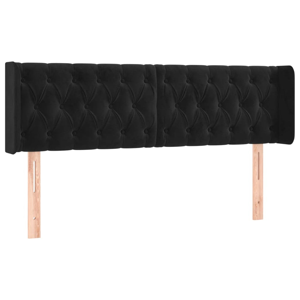 vidaXL Tête de lit à oreilles Noir 163x16x78/88 cm Velours