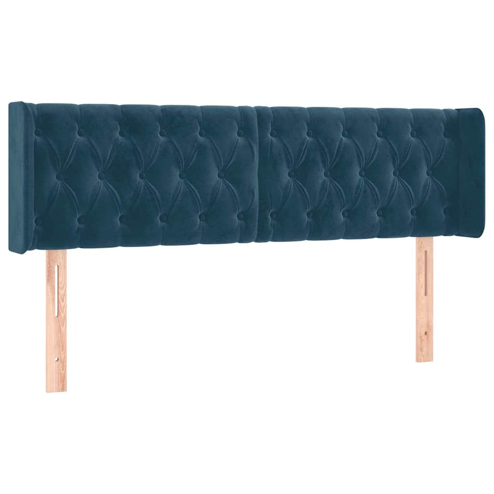vidaXL Tête de lit à oreilles Bleu foncé 163x16x78/88 cm Velours