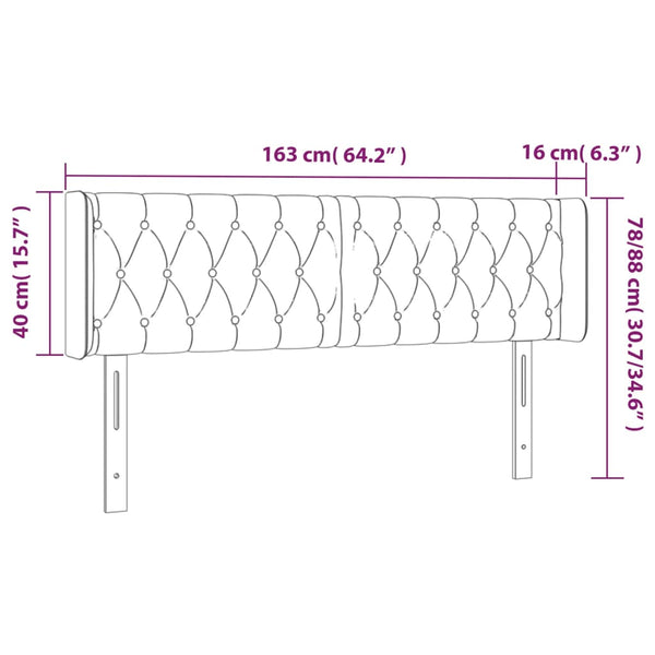vidaXL Tête de lit avec Oreilles Rose 163x16x78/88 cm Velours