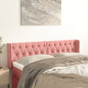 vidaXL Tête de lit avec Oreilles Rose 163x16x78/88 cm Velours