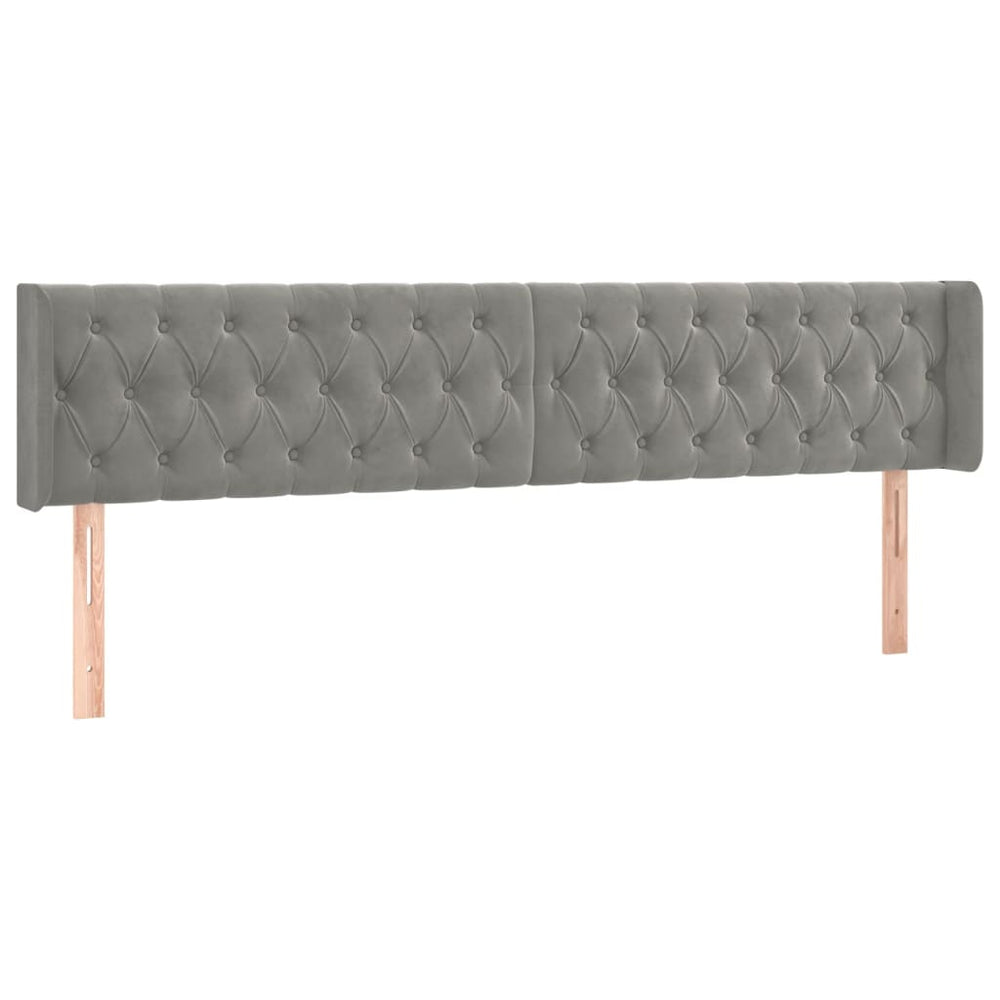 vidaXL Tête de lit à oreilles Gris clair 183x16x78/88 cm Velours