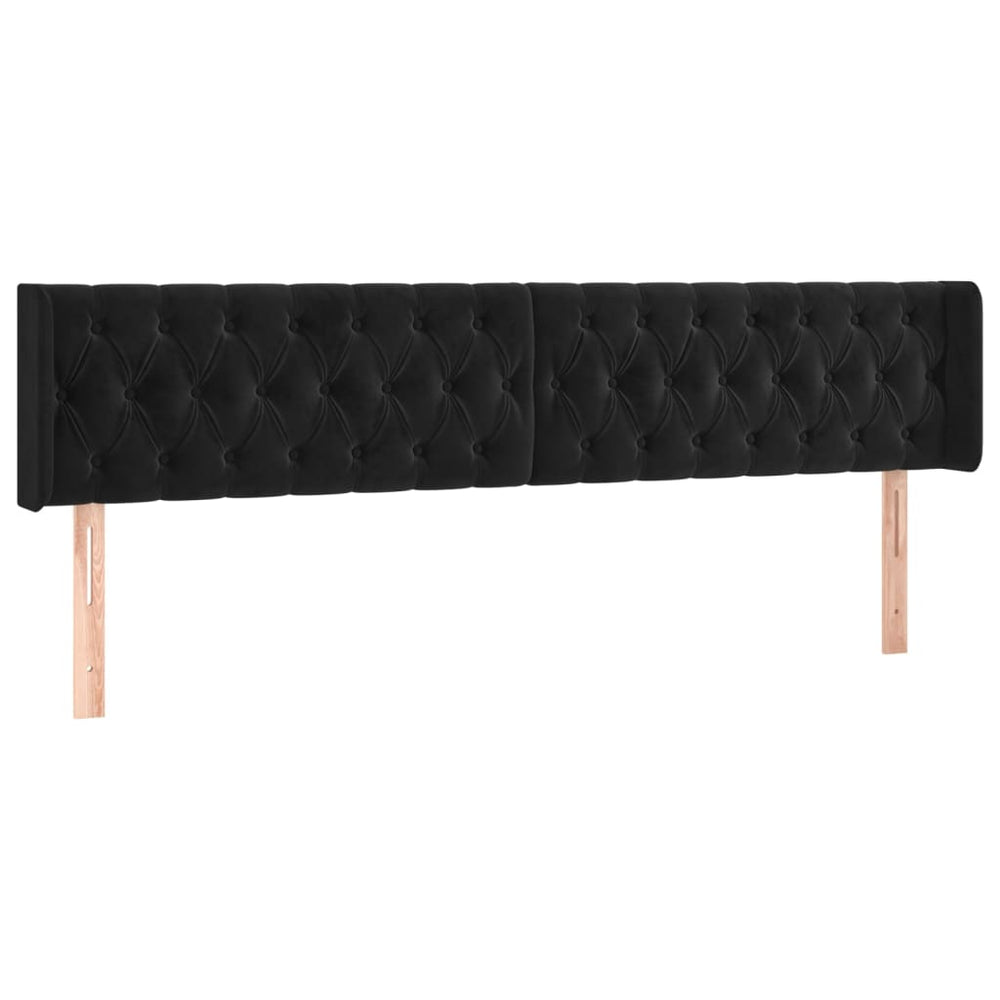 vidaXL Tête de lit à oreilles Noir 183x16x78/88 cm Velours