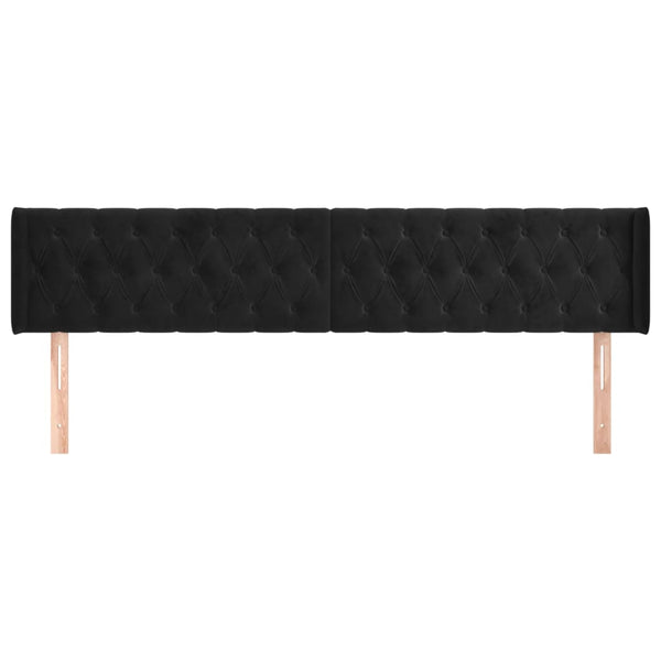 Kopfteil mit Ohren Schwarz 183x16x78/88 cm Samt