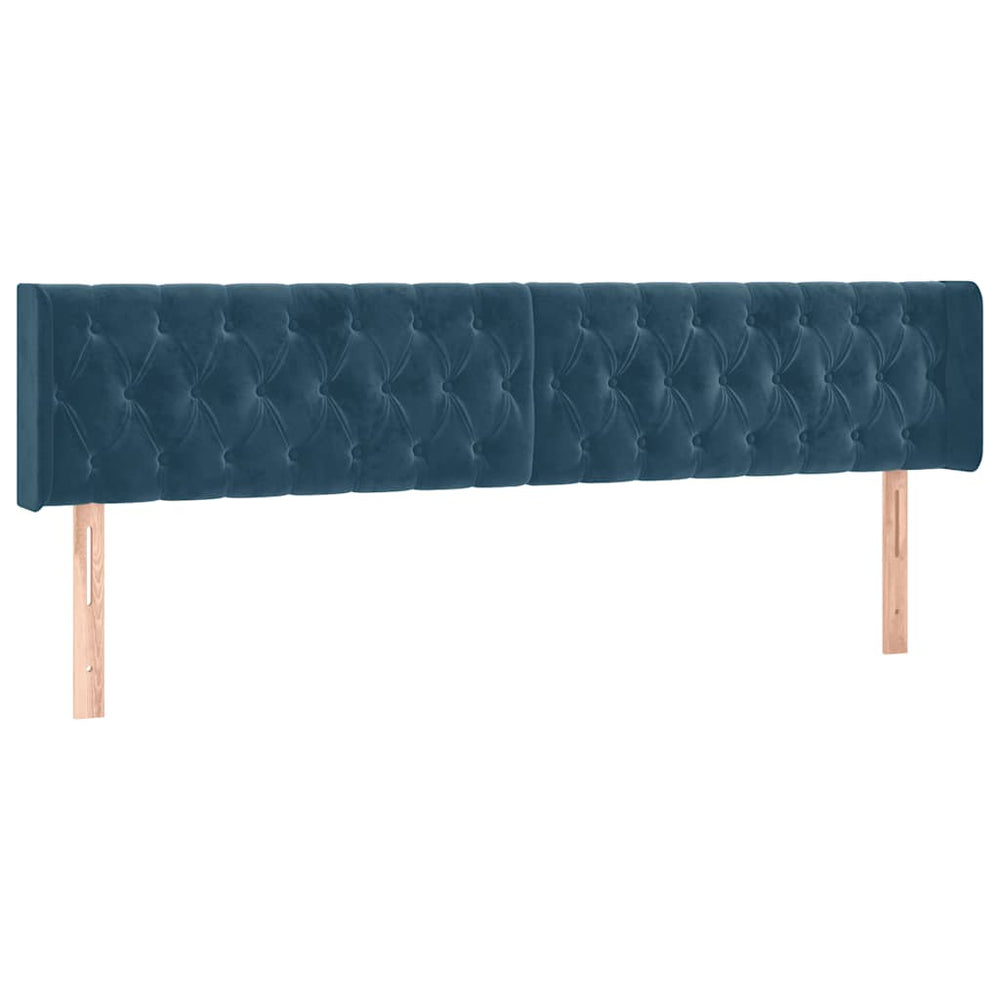 vidaXL Tête de lit à oreilles Bleu foncé 183x16x78/88 cm Velours
