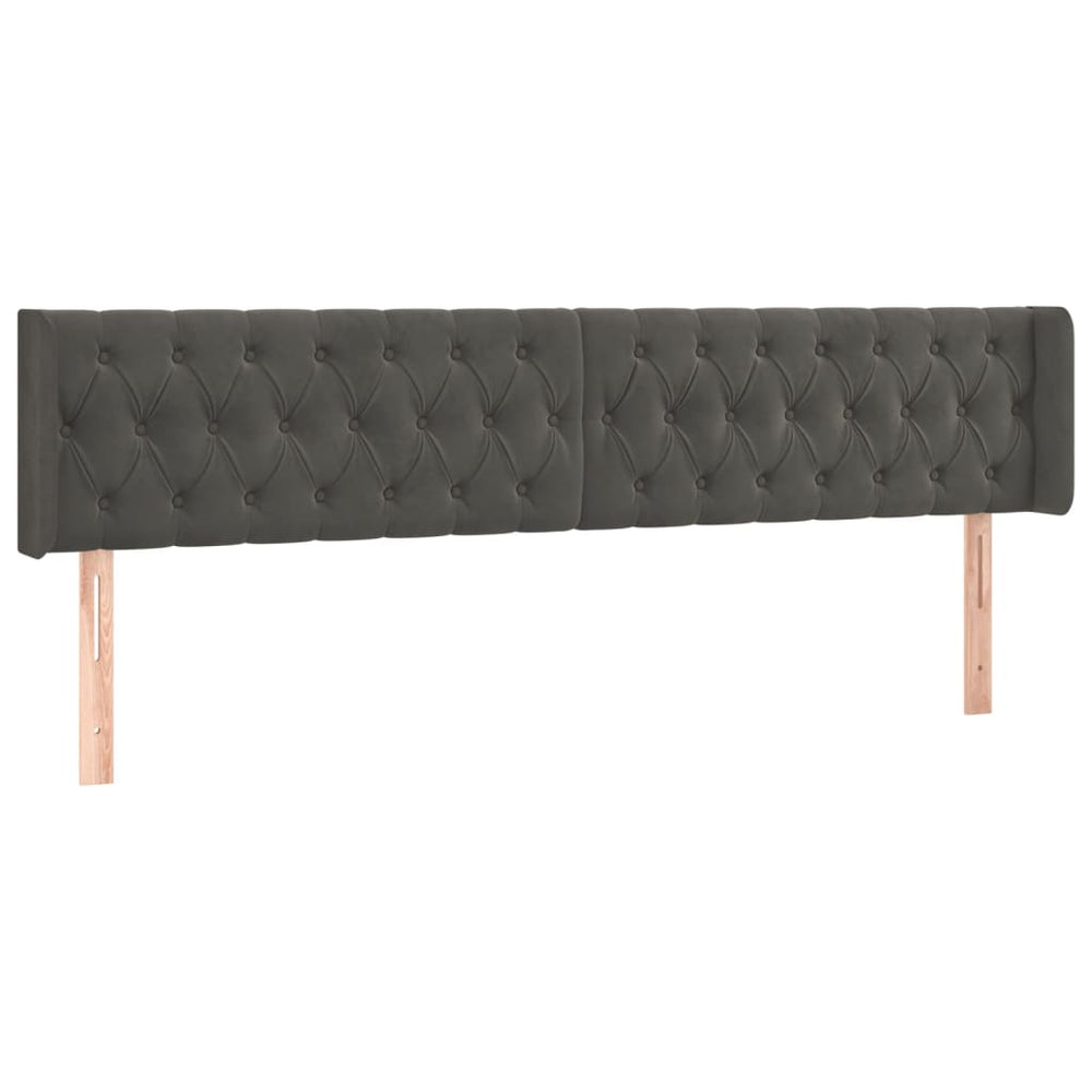 vidaXL Tête de lit à oreilles Gris foncé 203x16x78/88 cm Velours