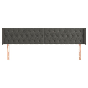 vidaXL Tête de lit à oreilles Gris foncé 203x16x78/88 cm Velours