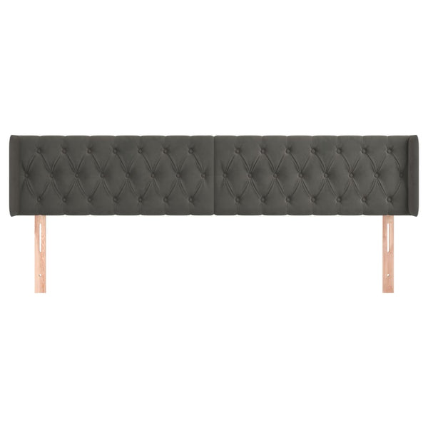 vidaXL Tête de lit à oreilles Gris foncé 203x16x78/88 cm Velours