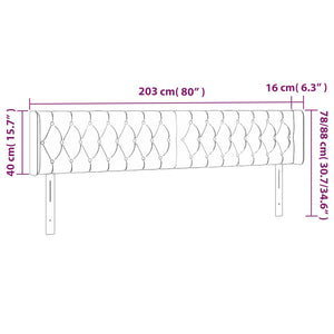 vidaXL Tête de lit à oreilles Gris foncé 203x16x78/88 cm Velours