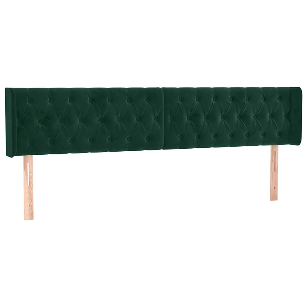 vidaXL Tête de lit à oreilles vert foncé 203x16x78/88 cm Velours
