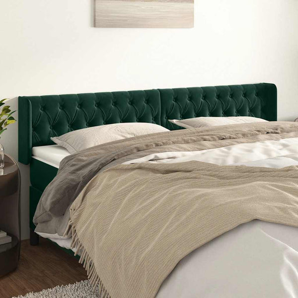 Kopfteil mit Ohren Dunkelgrün 203x16x78/88 cm Samt