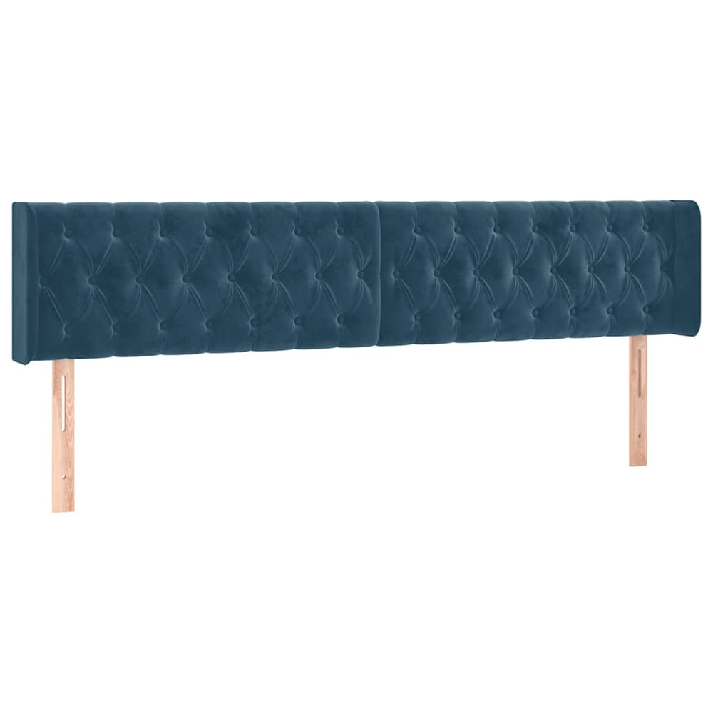vidaXL Tête de lit à oreilles bleu foncé 203x16x78/88 cm Velours