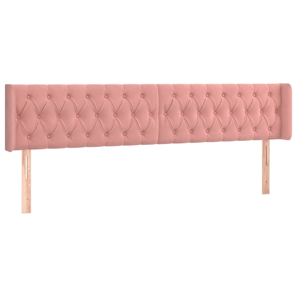 vidaXL Tête de lit à oreilles rose 203x16x78/88 cm velours