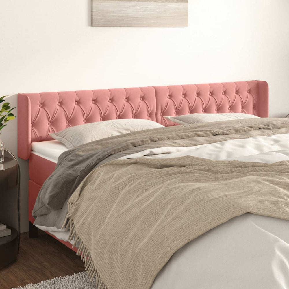 vidaXL Tête de lit à oreilles rose 203x16x78/88 cm velours
