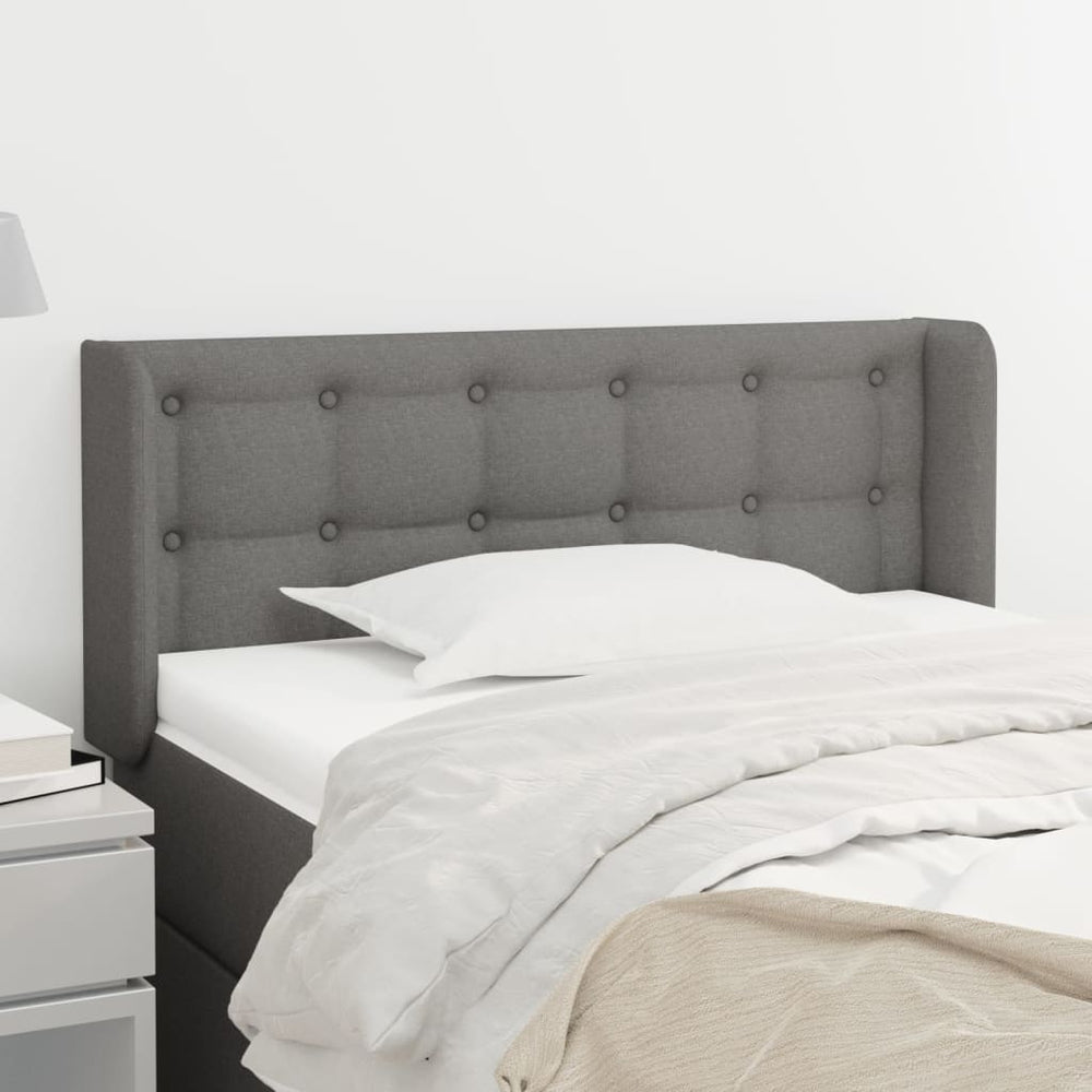 vidaXL Tête de lit à oreilles Gris foncé 83x16x78/88 cm Tissu