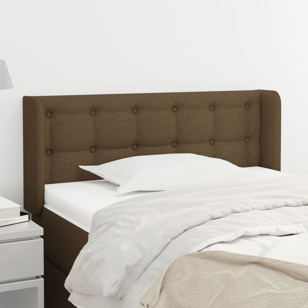 vidaXL Tête de lit à oreilles Marron foncé 93x16x78/88 cm Tissu