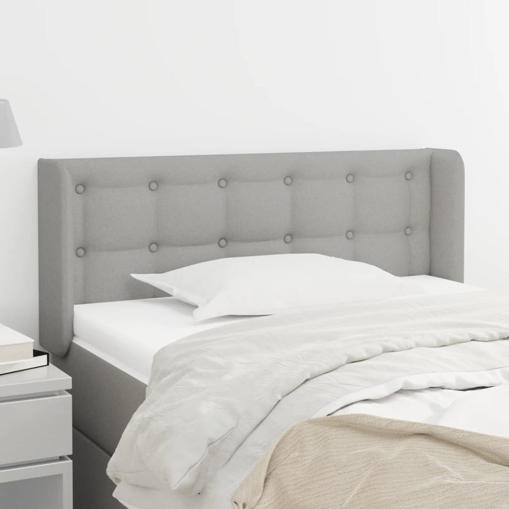 vidaXL Tête de lit à oreilles Gris clair 103x16x78/88 cm Tissu