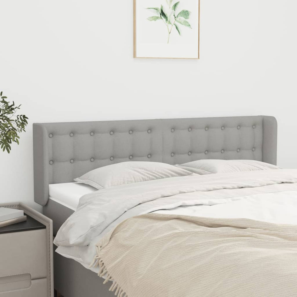 vidaXL Tête de lit à oreilles Gris clair 147x16x78/88 cm Tissu