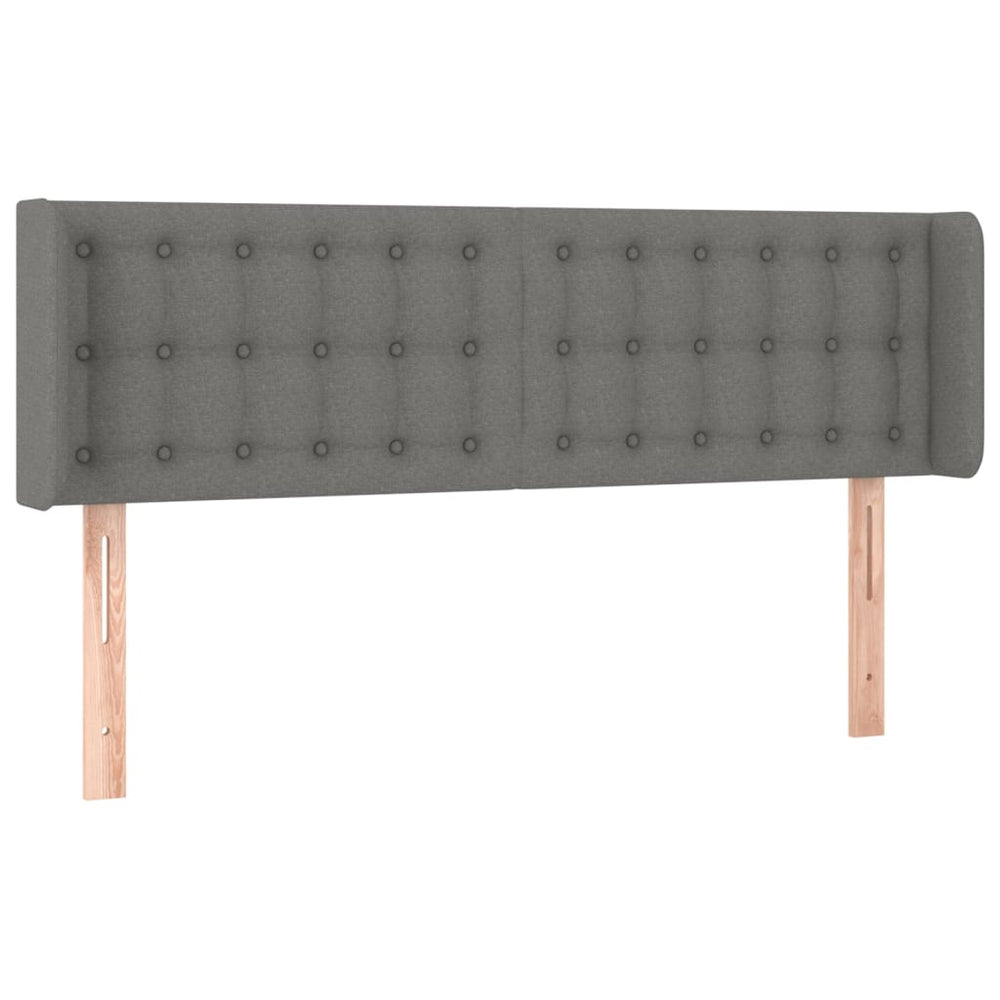 vidaXL Tête de lit à oreilles Gris foncé 147x16x78/88 cm Tissu